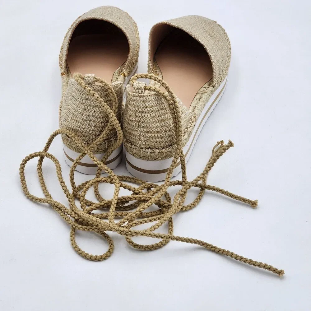 JLO Jennifer Lopez Larenn Espadrille Platform Flatform Tie Up Sandal Size 9 BNIB